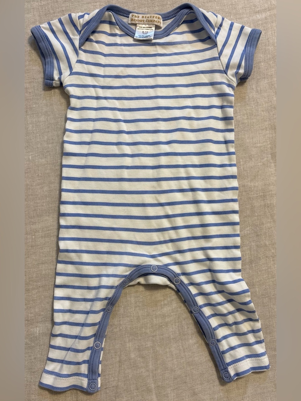 TBBC Blue White Striped Romper 6-12M